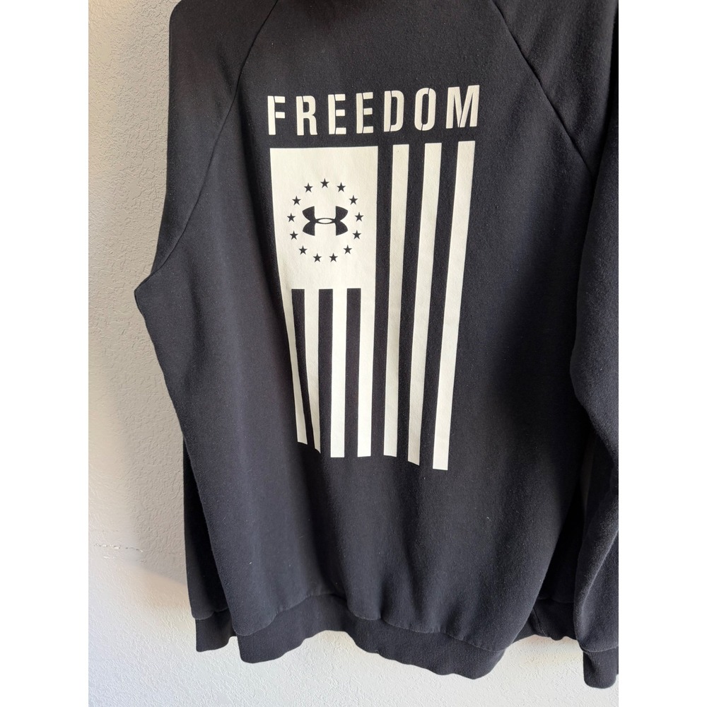 Under Armour Freedom Hoodie Mens XL Black ColdGear Flag Graphic Pullover Loose